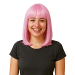 Pink Long Bob Wig (Pack of 6) pink long bob wig, pink wig pack, synthetic fiber wig, flame resistant wig, costume wigs, party wigs, group costume accessories, one size fits most wig, team spirit wigs, Party Express wigs