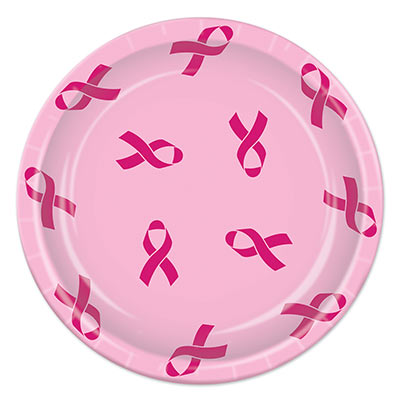 Pink Ribbon Plates (Pack of 96) Pink Ribbon Plates, pink ribbon, plates, breast cancer awareness, wholesale, inexpensive, bulk