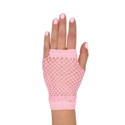 Pink Short Fishnet Gloves (Pack of 12 Pairs) pink fishnet gloves, short fishnet gloves, 4 inch gloves, polyester fishnet gloves, 80s costume accessories, retro gloves, dance gloves, one size fits most gloves, Party Express gloves, pack of 12 gloves
