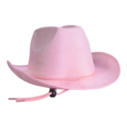 Pink Velour Cowboy Hat (Pack of 6) pink cowboy hat, velour cowboy hat, western party hat, adjustable chin strap hat, cowboy costume accessory, pink western hat, party cowboy hats, Party Express western supplies