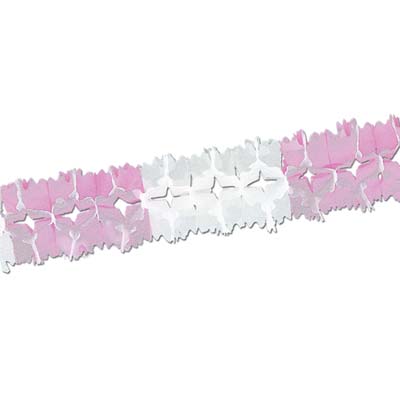 Pink and White Pageant Garland made of pink and white tissue material.