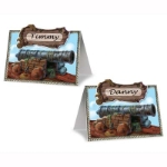 Place cards of a cannon with an empty spot for personalization.