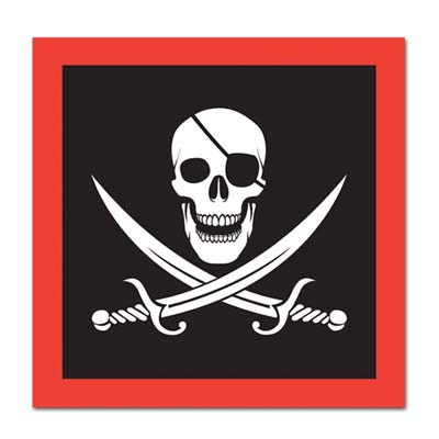 Black with Red Trim Pirate Luncheon Napkins 