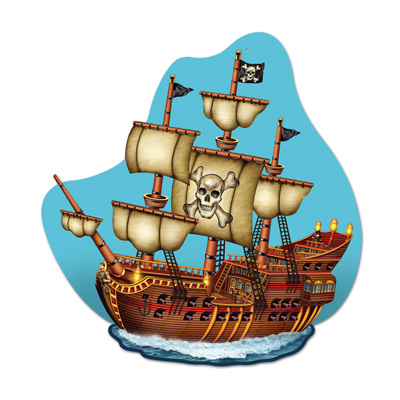 Pirate Ship Wall Plaque made of card stock material printed with a pirate ship.