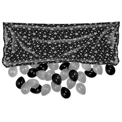 Black and Silver Stars Plastic Balloon Bag
