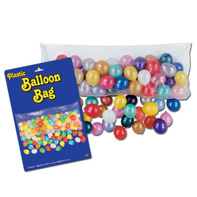 Clear Plastic Balloon Bag with Assorted Colored Balloons