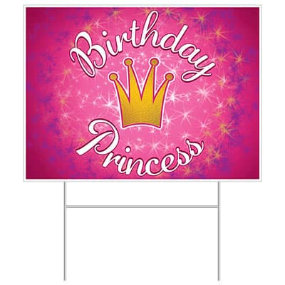 Plastic Birthday Princess Yard Sign (Pack of 6) Plastic Birthday Princess Yard Sign, birthday princess, yard sign, decoration, birthday, wholesale, inexpensive, bulk