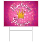 Plastic Birthday Princess Yard Sign (Pack of 6) Plastic Birthday Princess Yard Sign, birthday princess, yard sign, decoration, birthday, wholesale, inexpensive, bulk