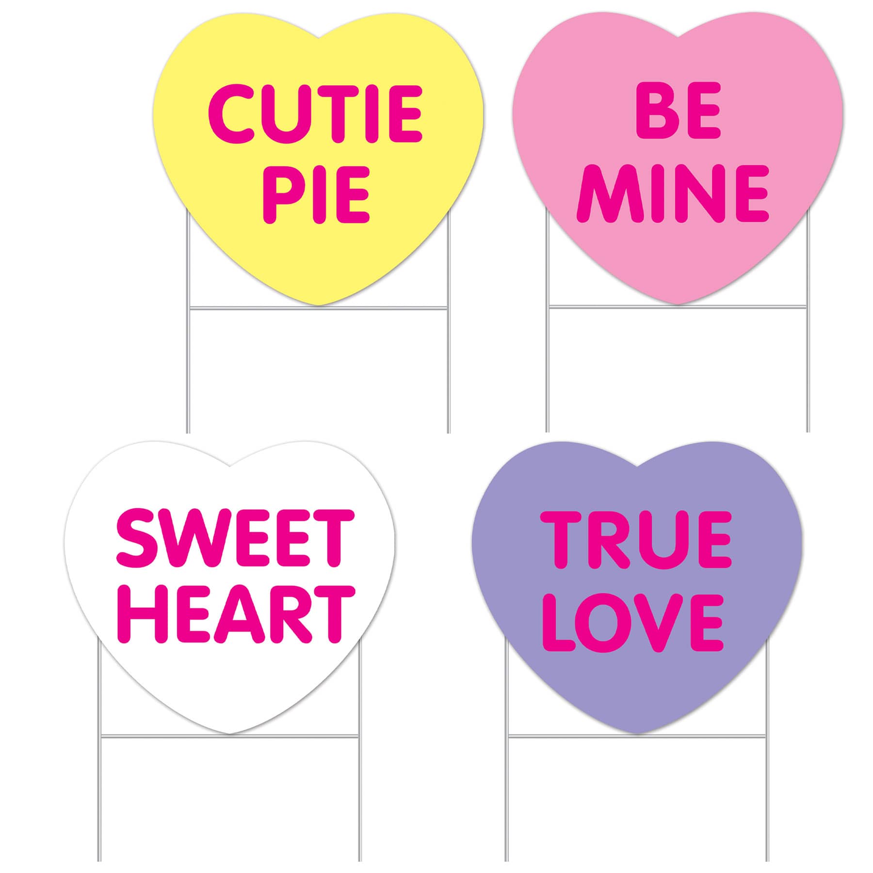 Plastic Candy Heart Yard Signs