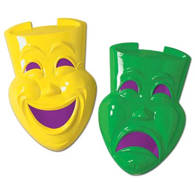 Yellow and Green Plastic Comedy & Tragedy Faces