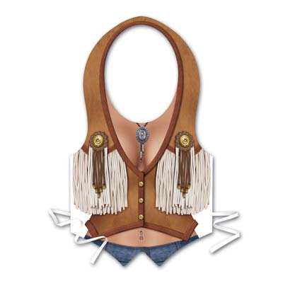 Plastic tie on Cowgirl Vest for a themed party