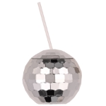 Plastic Disco Ball Cup w/Straw