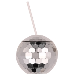 Plastic Disco Ball Cup w/Straw
