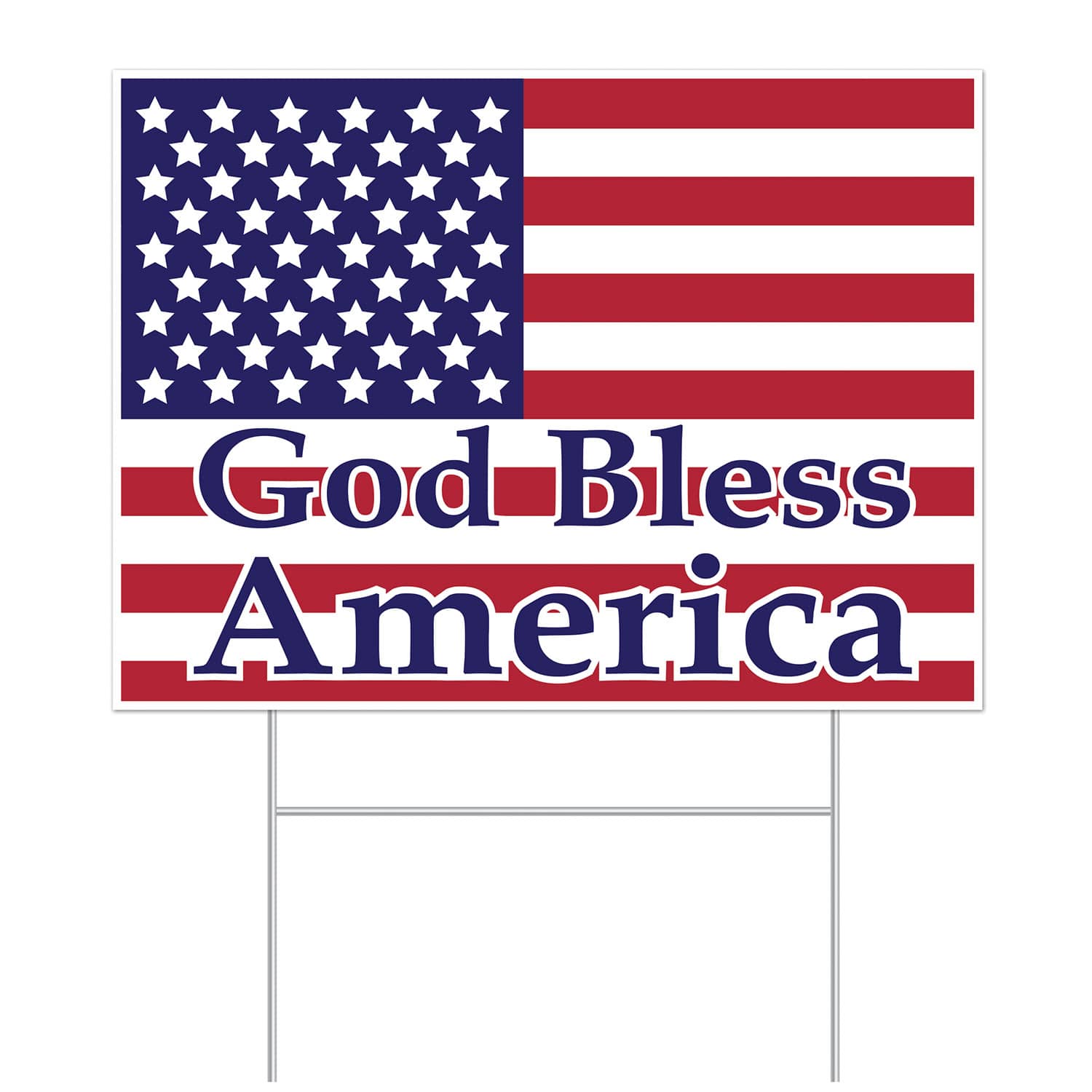 Plastic God Bless America Yard Sign