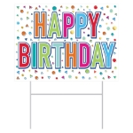Plastic Happy Birthday Yard Sign (Pack of 6) Plastic Happy Birthday Yard Sign, happy birthday, yard sign, decoration, birthday, wholesale, inexpensive, bulk