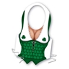 Plastic white ladies vest for St. Patricks Day with green shamrocks.
