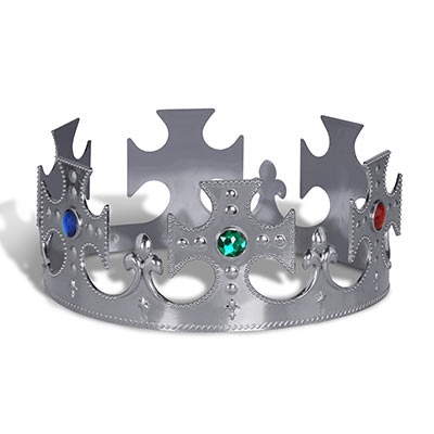 Silver Plastic Jeweled Kings Crown