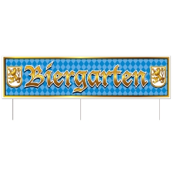 Plastic Jumbo Biergarten Yard Sign (Pack of 6) Oktoberfest yard signs, Biergarten sign, beer garden decorations, Oktoberfest outdoor décor, German themed party supplies, fall festival yard decor, beer festival signage, Oktoberfest party decorations, Party Express Oktoberfest, jumbo yard signs