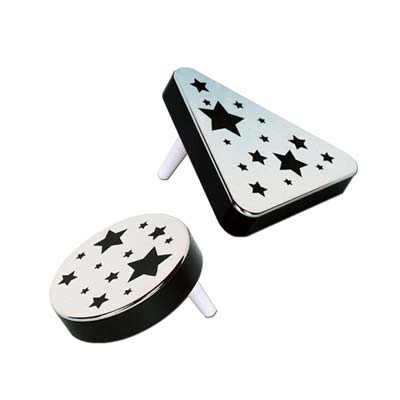 Silver Plastic Metallic Noisemakers with Black Stars for New Years Eve