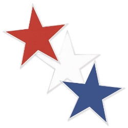 Plastic Red, White and Blue Star Cutouts
