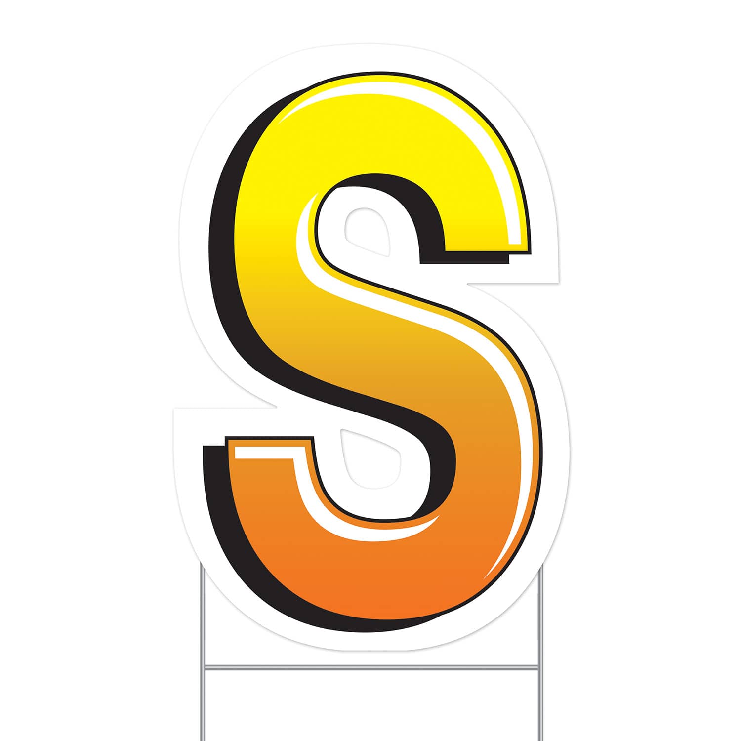 Plastic S Yard Sign (Pack of 3) plastic S yard sign, letter S yard sign, custom yard signs, outdoor party decorations, letter lawn signs, event yard signs, birthday yard signs, graduation yard signs, party decorations, plastic lawn signs, personalized yard display, alphabet yard signs, promotional yard signs, outdoor signs, Party Express