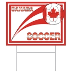 Plastic Soccer Yard Sign - Canada (Pack of 6) Canada yard sign, Canadian party décor, red maple leaf sign, red soccer ball Canada, plastic yard sign Canada, all-weather party signs, outdoor Canada decorations, Party Express Canada yard sign, Canadian themed party supplies