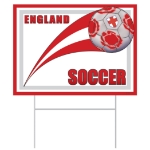 Plastic Soccer Yard Sign - England (Pack of 6) England yard sign, English party décor, red cross soccer sign, St. George’s Cross decorations, plastic yard sign England, all-weather party signs, outdoor England decorations, Party Express England yard sign, English themed party supplies