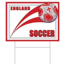 Plastic Soccer Yard Sign - England (Pack of 6) England yard sign, English party décor, red cross soccer sign, St. George’s Cross decorations, plastic yard sign England, all-weather party signs, outdoor England decorations, Party Express England yard sign, English themed party supplies