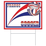 Plastic Soccer Yard Sign - France (Pack of 6) France yard sign, French party décor, Tricolore soccer sign, blue white red decorations, plastic yard sign France, all-weather party signs, outdoor France decorations, Party Express France yard sign, French themed party supplies