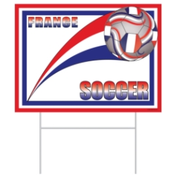 Plastic Soccer Yard Sign - France (Pack of 6) France yard sign, French party décor, Tricolore soccer sign, blue white red decorations, plastic yard sign France, all-weather party signs, outdoor France decorations, Party Express France yard sign, French themed party supplies