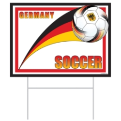 Plastic Soccer Yard Sign - Germany (Pack of 6) Germany yard sign, German party décor, eagle shield Germany sign, black red yellow soccer ball, plastic yard sign Germany, all-weather party signs, outdoor Germany decorations, Party Express Germany yard sign, German themed party supplies
