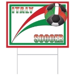 Plastic Soccer Yard Sign - Italy (Pack of 6) Italy yard sign, Italian party décor, green red white decorations, Italian flag soccer sign, plastic yard sign Italy, all-weather party signs, outdoor Italy decorations, Party Express Italy yard sign, Italian themed party supplies