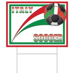 Plastic Soccer Yard Sign - Italy (Pack of 6) Italy yard sign, Italian party décor, green red white decorations, Italian flag soccer sign, plastic yard sign Italy, all-weather party signs, outdoor Italy decorations, Party Express Italy yard sign, Italian themed party supplies