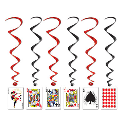 Playing Card with Black and Red Whirls Hanging Decorations