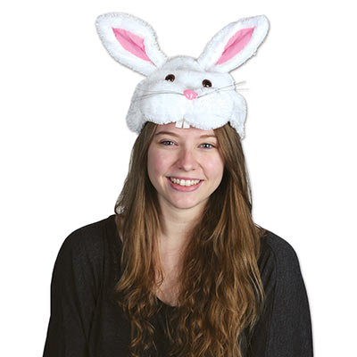 Bunny hat with plush material that shows the face of any bunny.