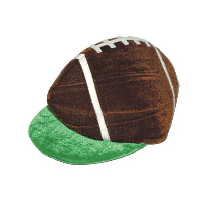 Plush football hat with a green velour brim and football designed top.