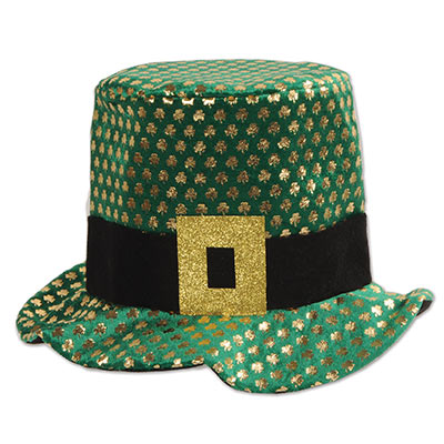 Plush Green and Gold Shamrock Hat