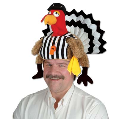 Plush Referee Turkey Hat (Pack of 4) Plush Referee Turkey Hat, party favor, thanksgiving, football, wholesale, inexpensive, bulk