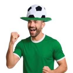 Plush Soccer Ball Hat (Pack of 12) soccer ball hat, plush soccer hat, soccer party favors, team spirit accessories, soccer costume hat, pack of 12 soccer hats, sports party supplies, Party Express soccer gear