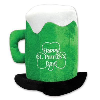 Green Plush St Patricks Day Beer Mug Hat