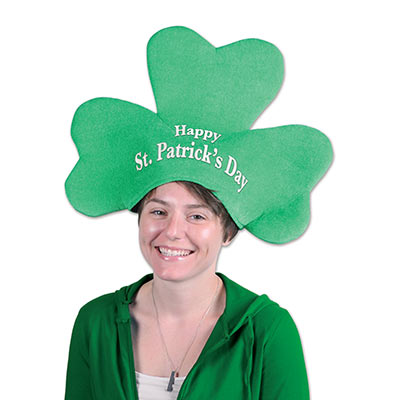 Plush St Patricks Day Shamrock Hat with White Lettering