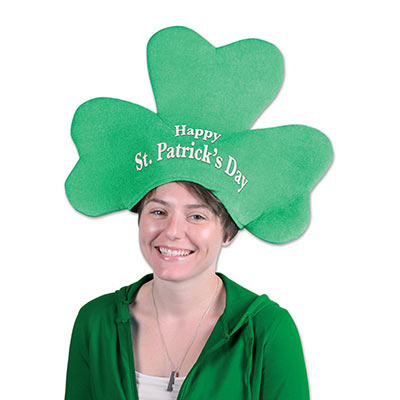 Plush St Patrick's Day Shamrock Hat with White Lettering
