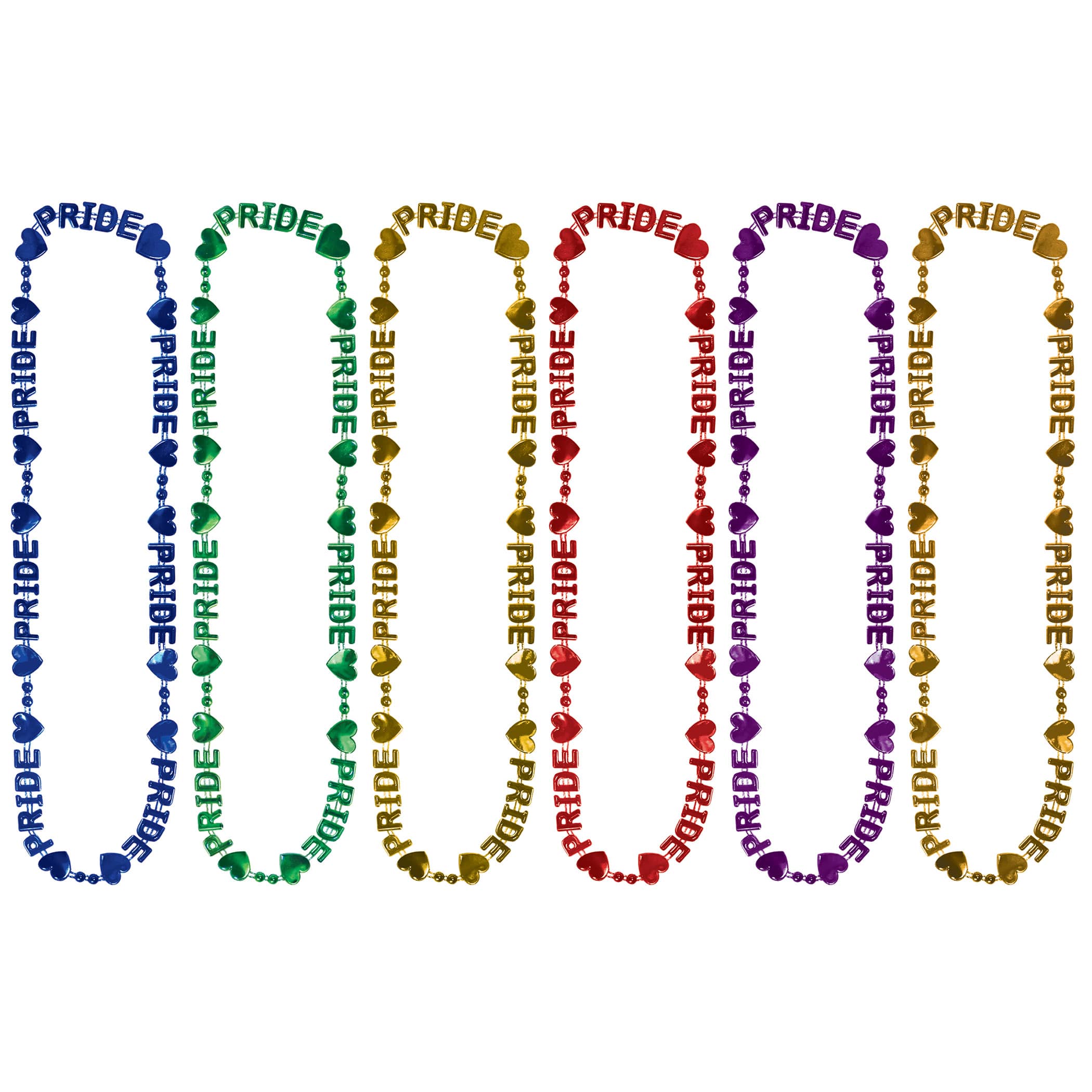 Pride Beads-Of-Expression (Pack of 60) pride beads, pride necklaces, LGBTQ accessories, rainbow pride beads, 32 inch bead necklaces, pride party favors, pride parade supplies, Party Express pride beads