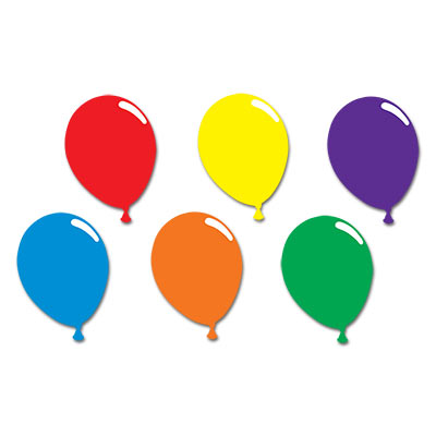 Printed Balloon Silhouettes of assorted colored balloons.
