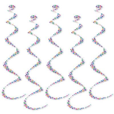White whirls with printed multi-colored Easter eggs.