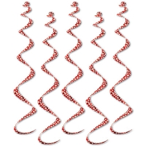 Red Printed with white Heart Twirly Whirly