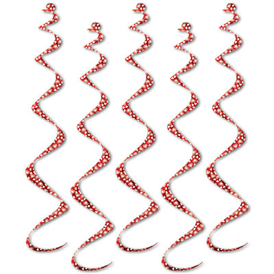 Red Printed with white Heart Twirly Whirly