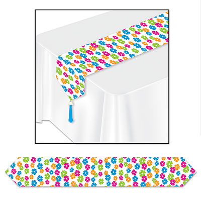 Multiple Colors Printed Hibiscus Table Runner for a Luau themed party