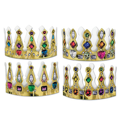 Card Stock Printed Jeweled Crowns