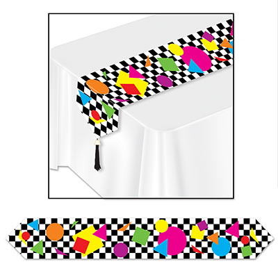 Printed Party Shapes Table Runner for a 90s party.